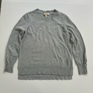 Michael Kors Braided Sleeve Gray Crewneck Sweater Women’s Medium